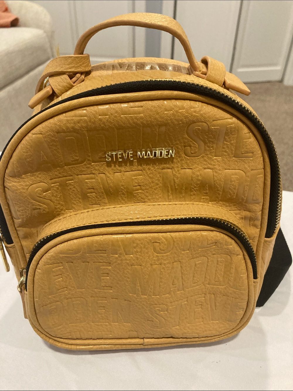 Steve Madden Yellow Embossed Mini Backpack - Picture 1 of 7
